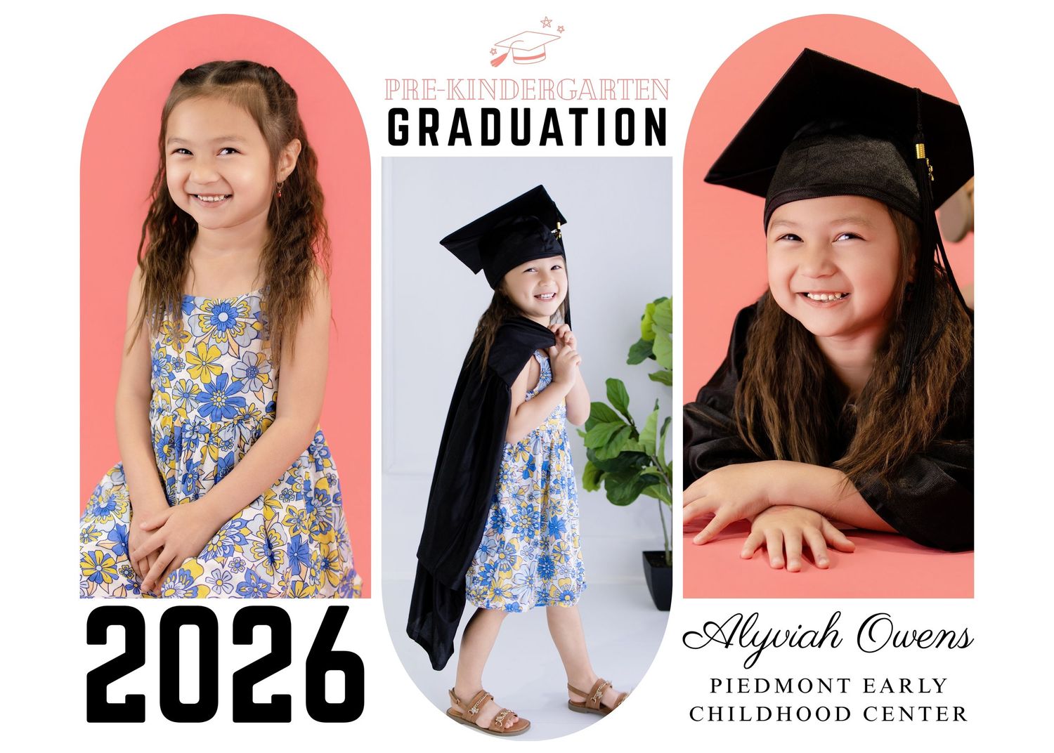 Pre-kindergarten graduation photo collage for Allyiah Owens, Piedmont Early Childhood Center, class of 2026.