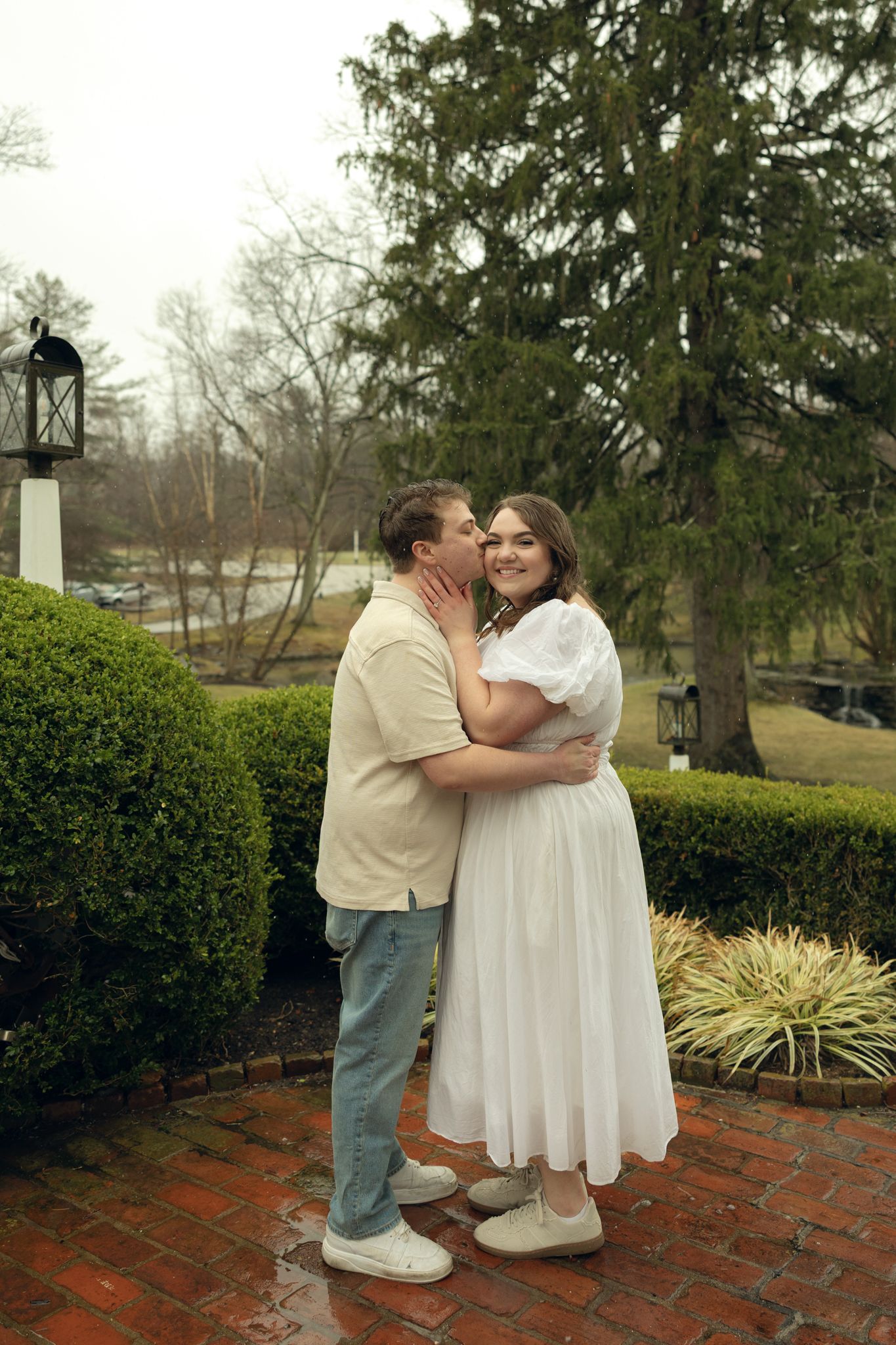 Appleford Estate engagement photos in Villanova Pennsylvania near Philadelphia, featuring a couple in a romantic garden setting