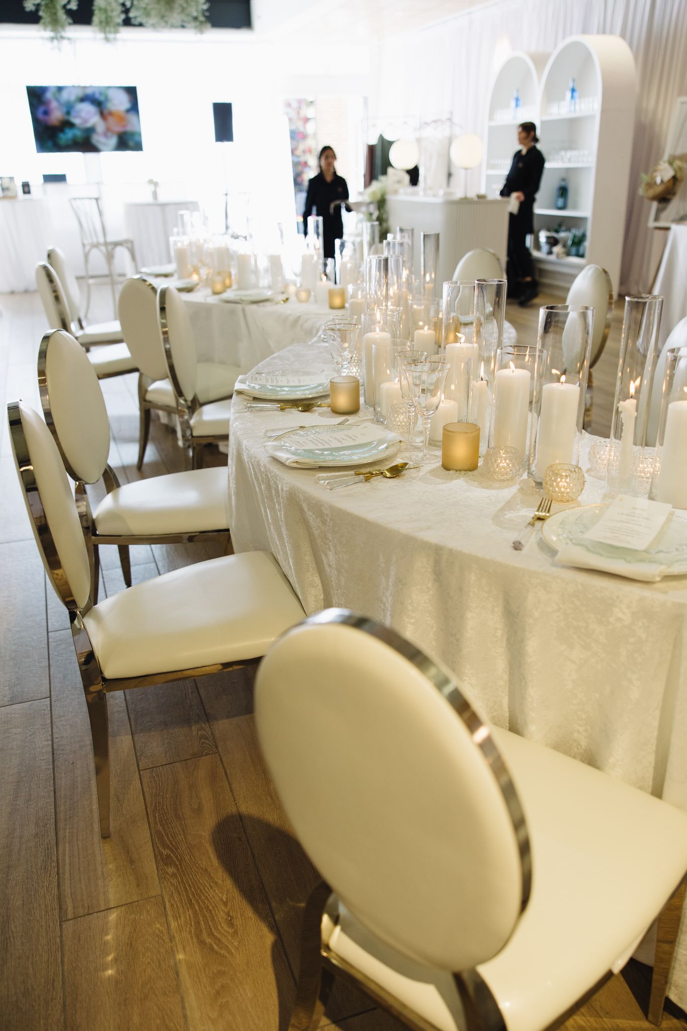 Elegant Liberty View wedding venue in Philadelphia featuring floor-to-ceiling windows, soft neutral tones, and a refined indoor reception se