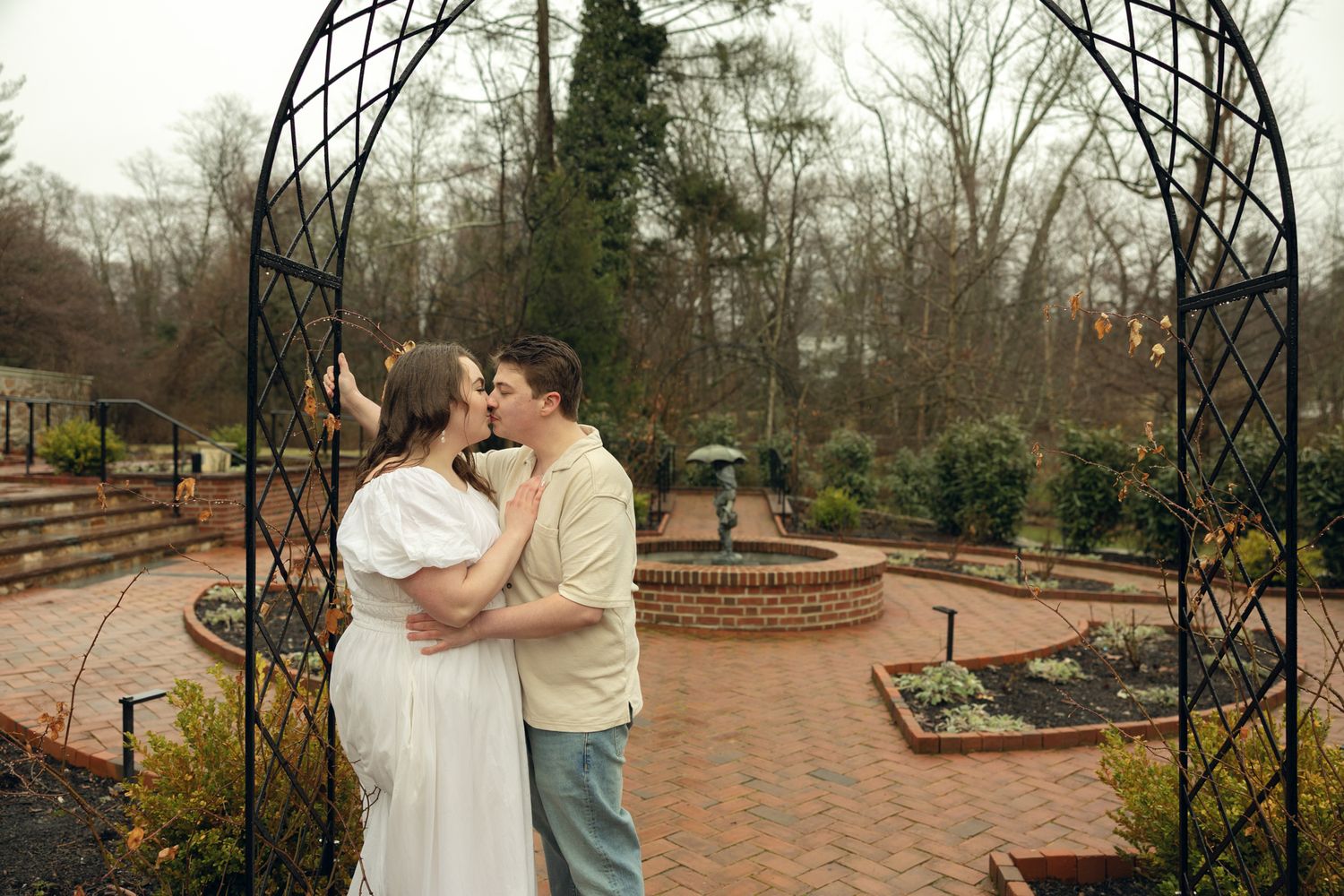 Appleford Estate engagement photos in Villanova Pennsylvania near Philadelphia, featuring a couple in a romantic garden setting
