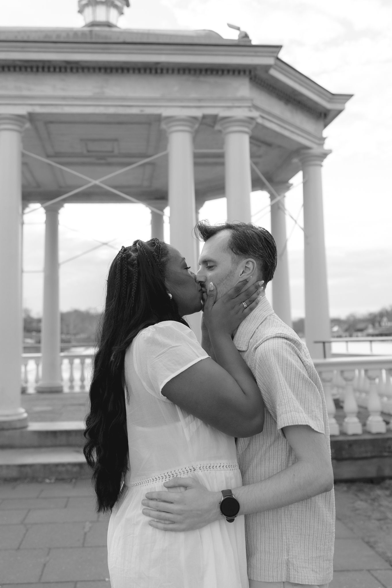 Wedding couple portraits at the Philadelphia Museum of Art in Philadelphia, Pennsylvania, featuring classic architecture, soft light
