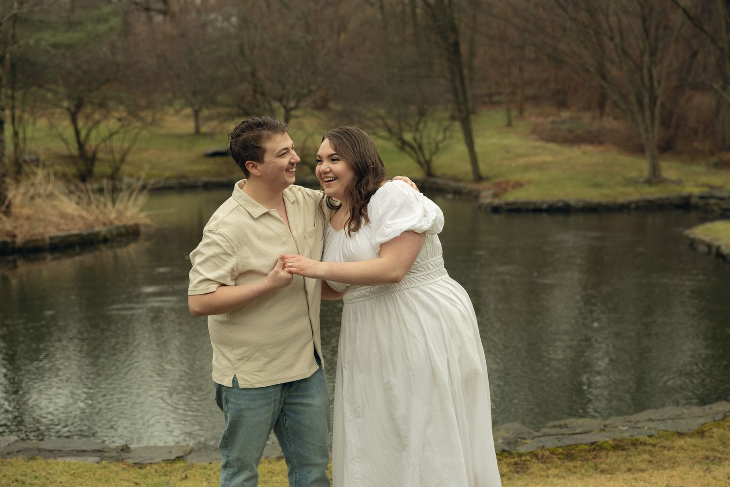 Appleford Estate engagement photos in Villanova Pennsylvania near Philadelphia, featuring a couple in a romantic garden setting