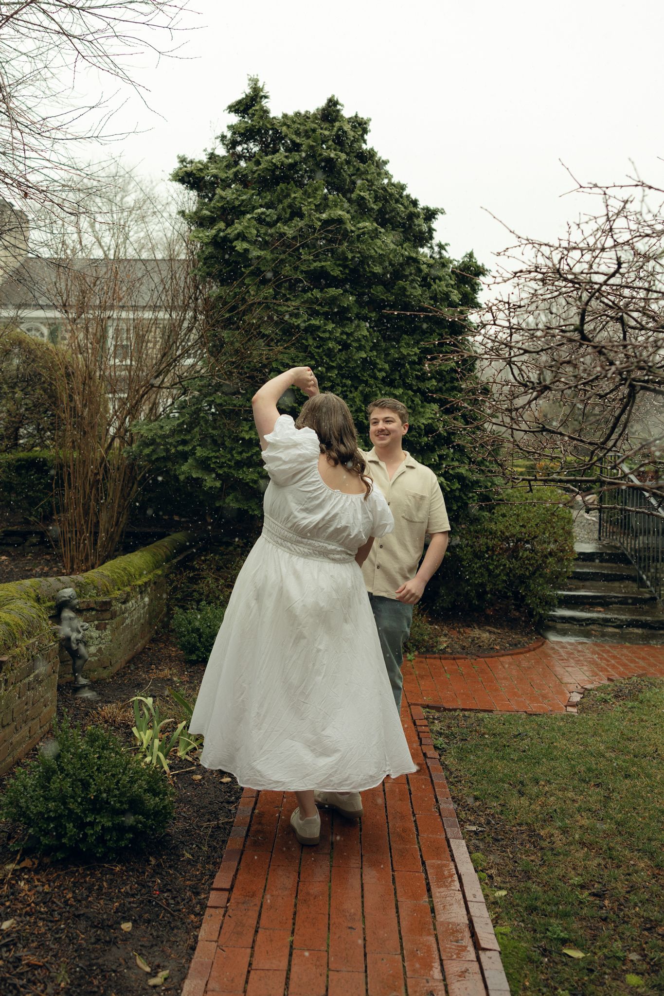 Appleford Estate engagement photos in Villanova Pennsylvania near Philadelphia, featuring a couple in a romantic garden setting