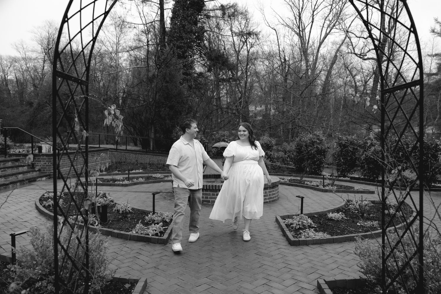 Appleford Estate engagement photos in Villanova Pennsylvania near Philadelphia, featuring a couple in a romantic garden setting