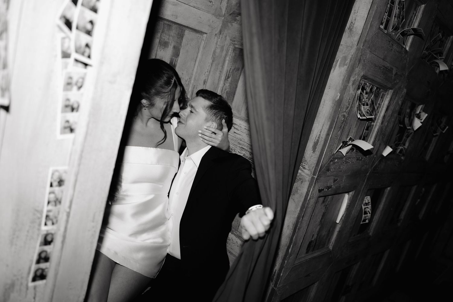 Black and white film strip showing a series of dark interior doorway shots in sequence.