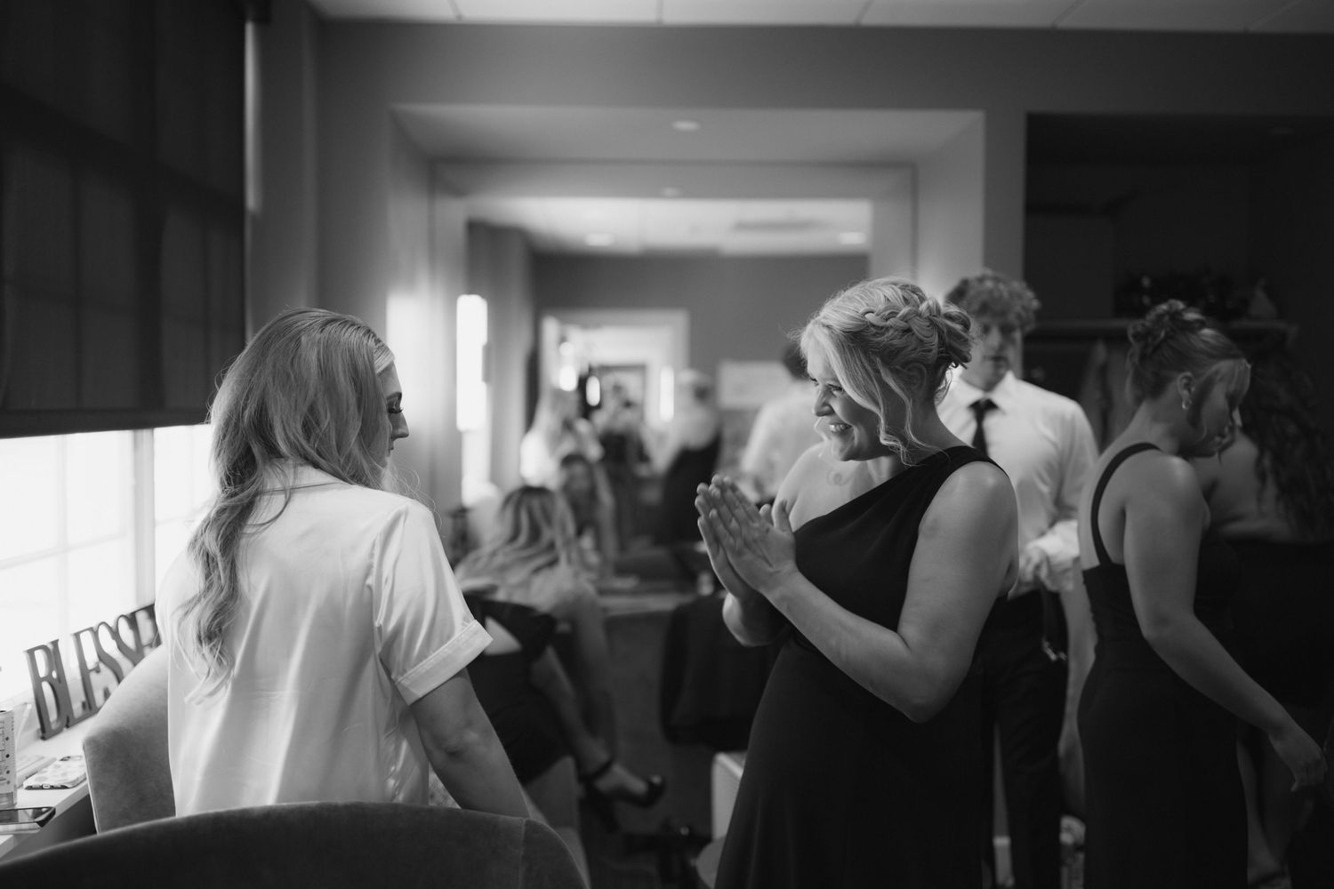 Black and white photo series showing couples dancing together in what appears to be a social dance class or event.