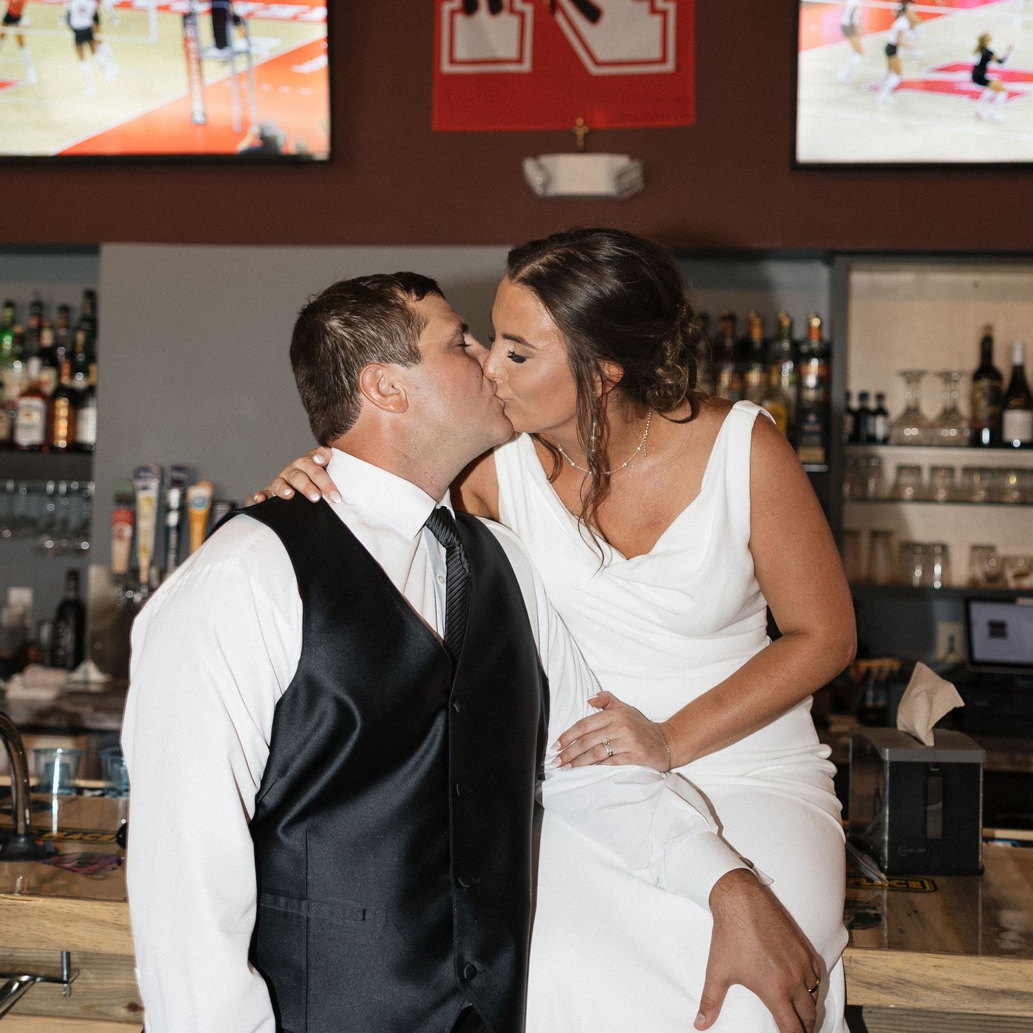 Couple shares intimate dance moments at their wedding reception.