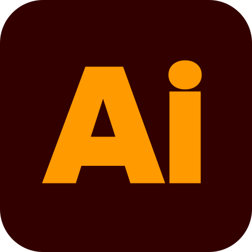 Gradient of orange and brown AI text logos arranged horizontally showing different design variations.