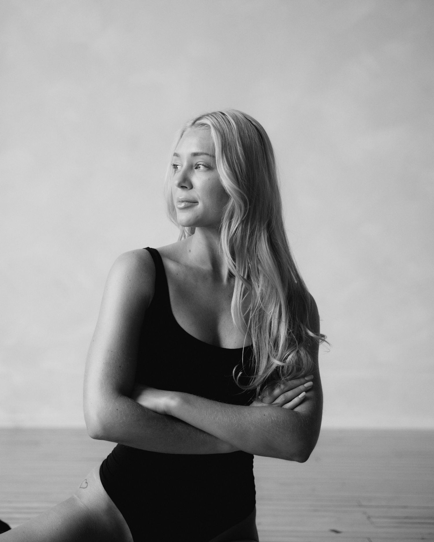 Black and white portrait series capturing contemplative moments in artistic composition.
