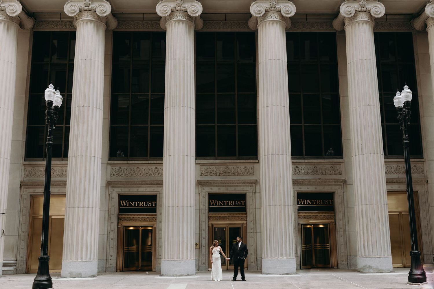The Financial District engagement photos on Lasalle street