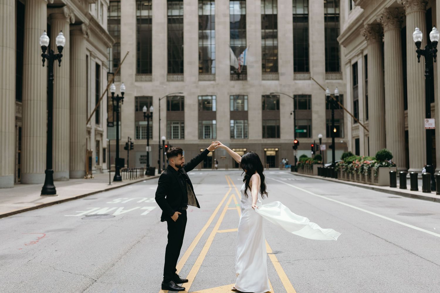 The financial district engagement photos. Unique Chicago engagement photographer