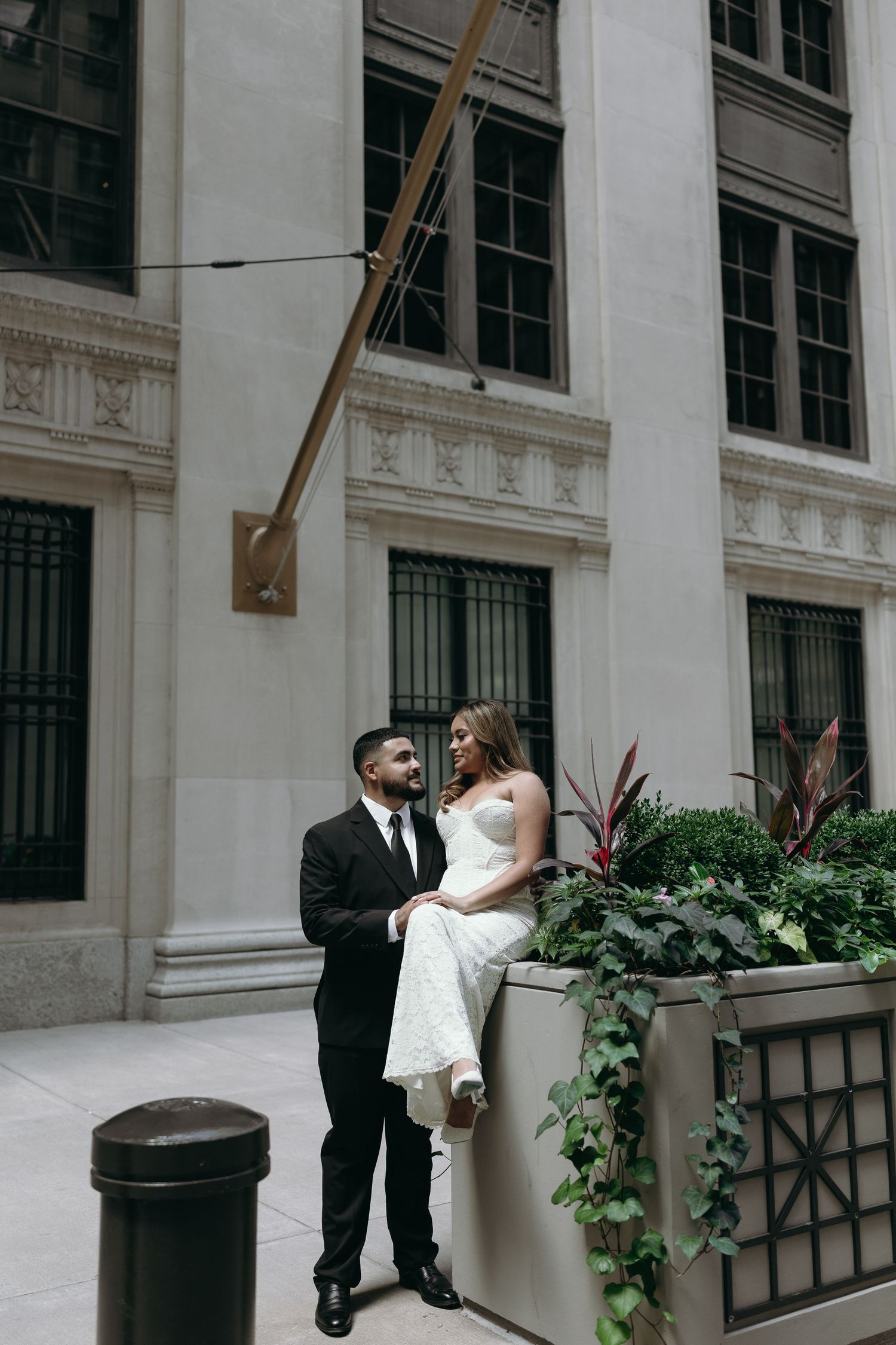 Lasalle street engagement photos from a Chicago Engagement Photographer