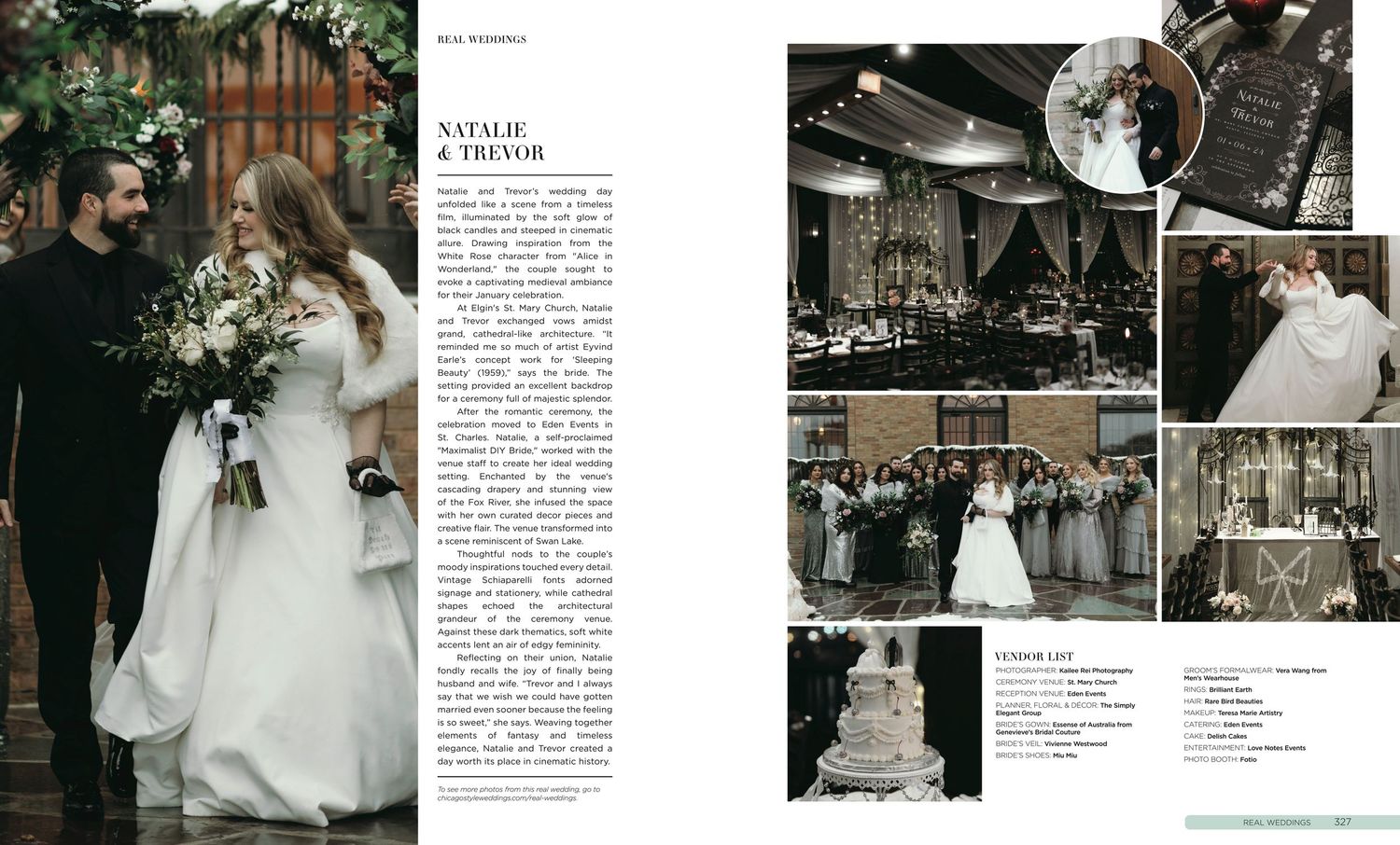 published chicago wedding photographer that was featured in Chicago style wedding