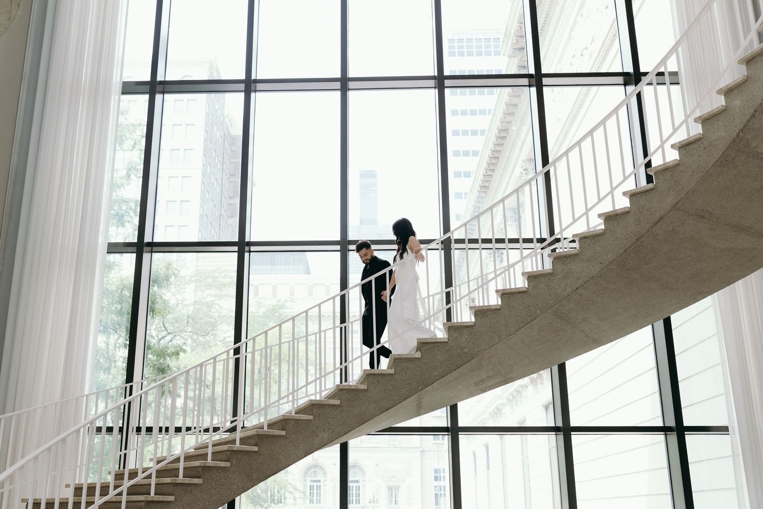 The staircase at the Art Institute of Chicago modern hallway.