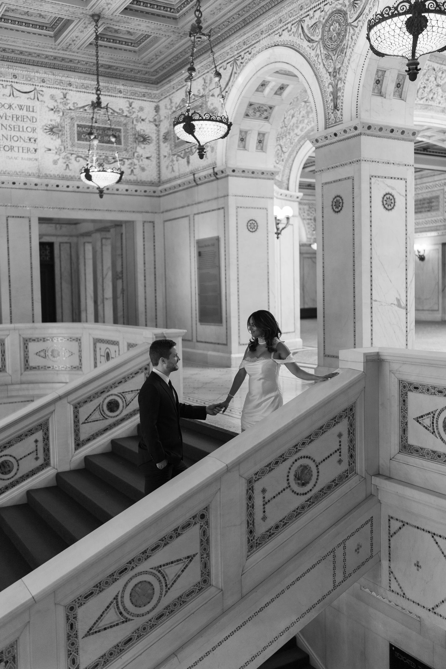 Chicago high end engagement photos taken in Chicago Cultural Center