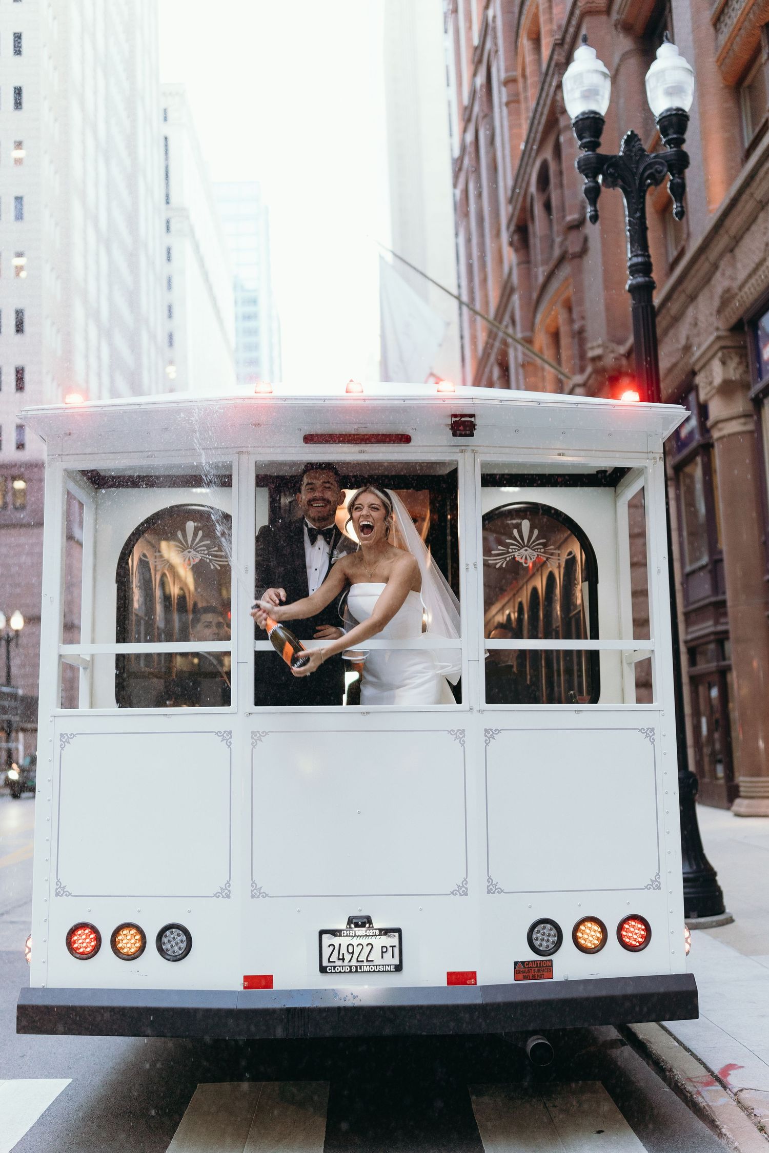 Luxury Chicago wedding photography featuring classic Financial District architecture and black tie wedding style.