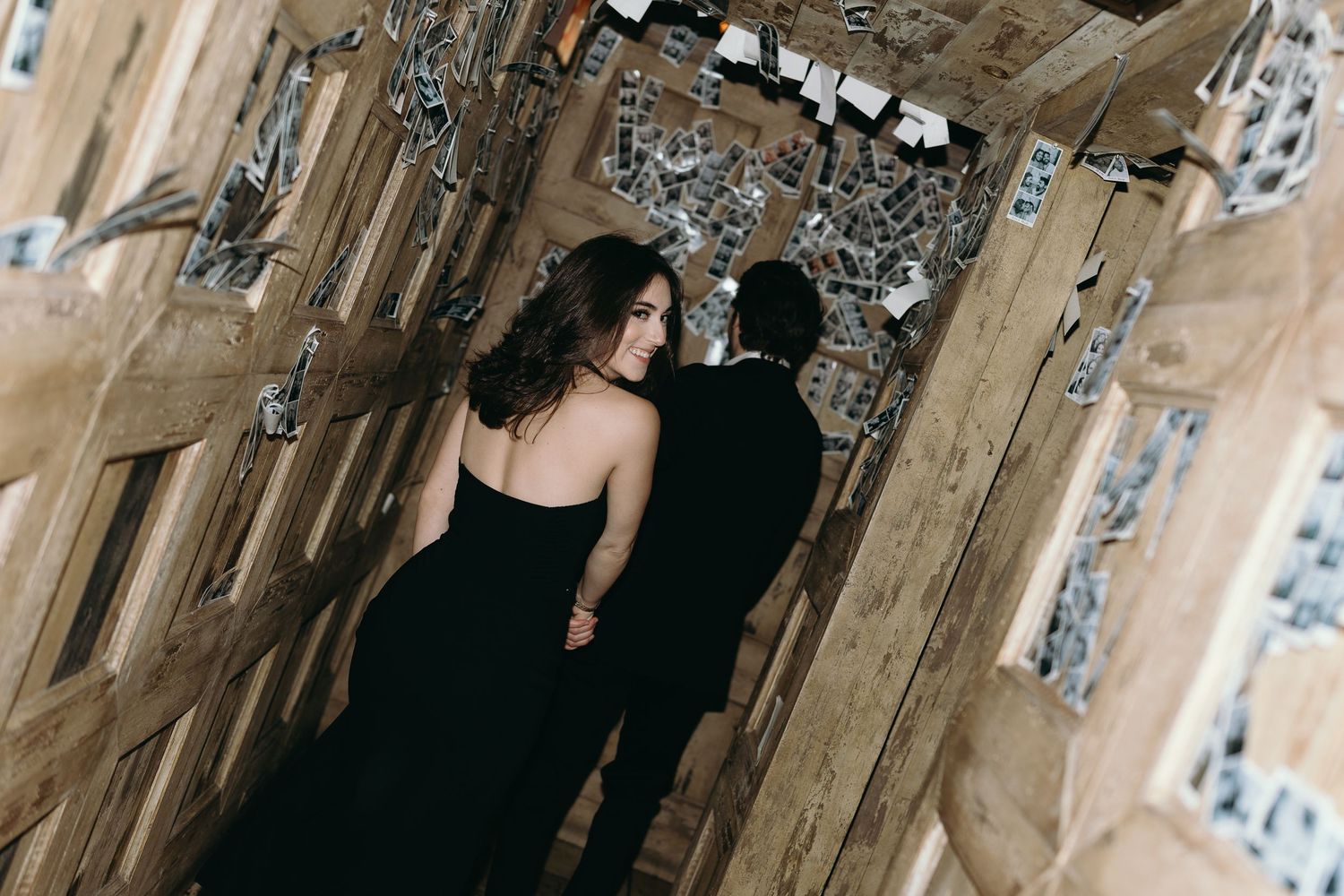 Unique engagement photos in Chicago with a photobooth