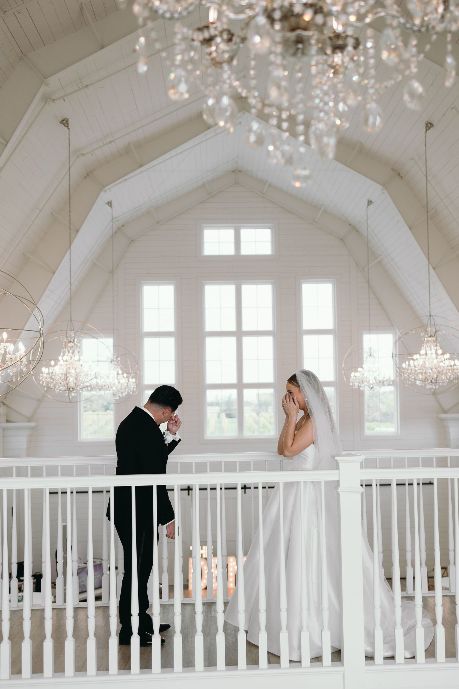 Providence Vineyard Wedding venue with a first look on the balcony