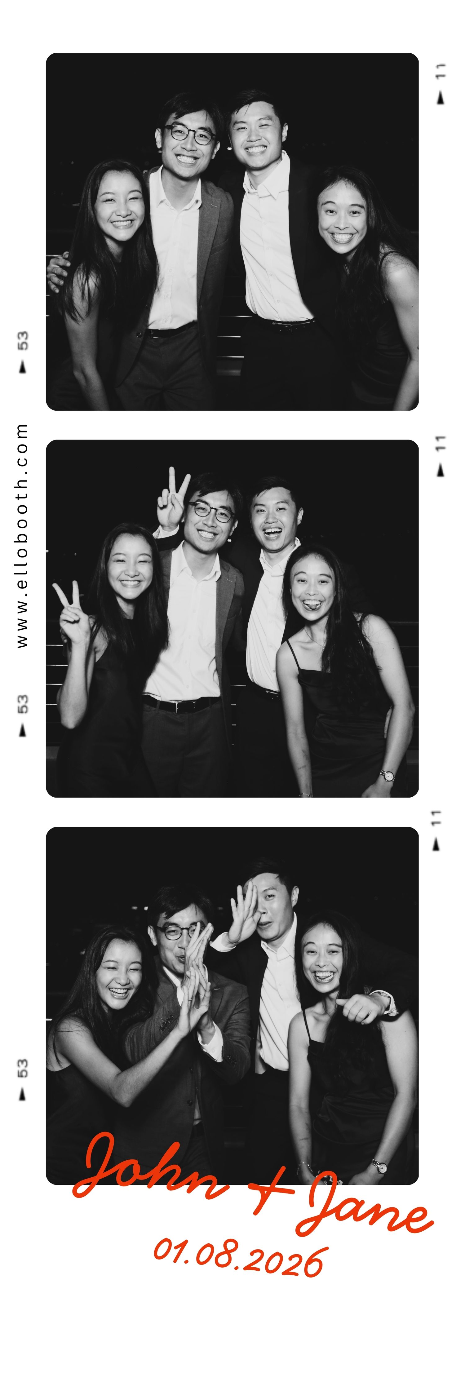 Minimalist Black & White photostrips design for Singapore luxury wedding events