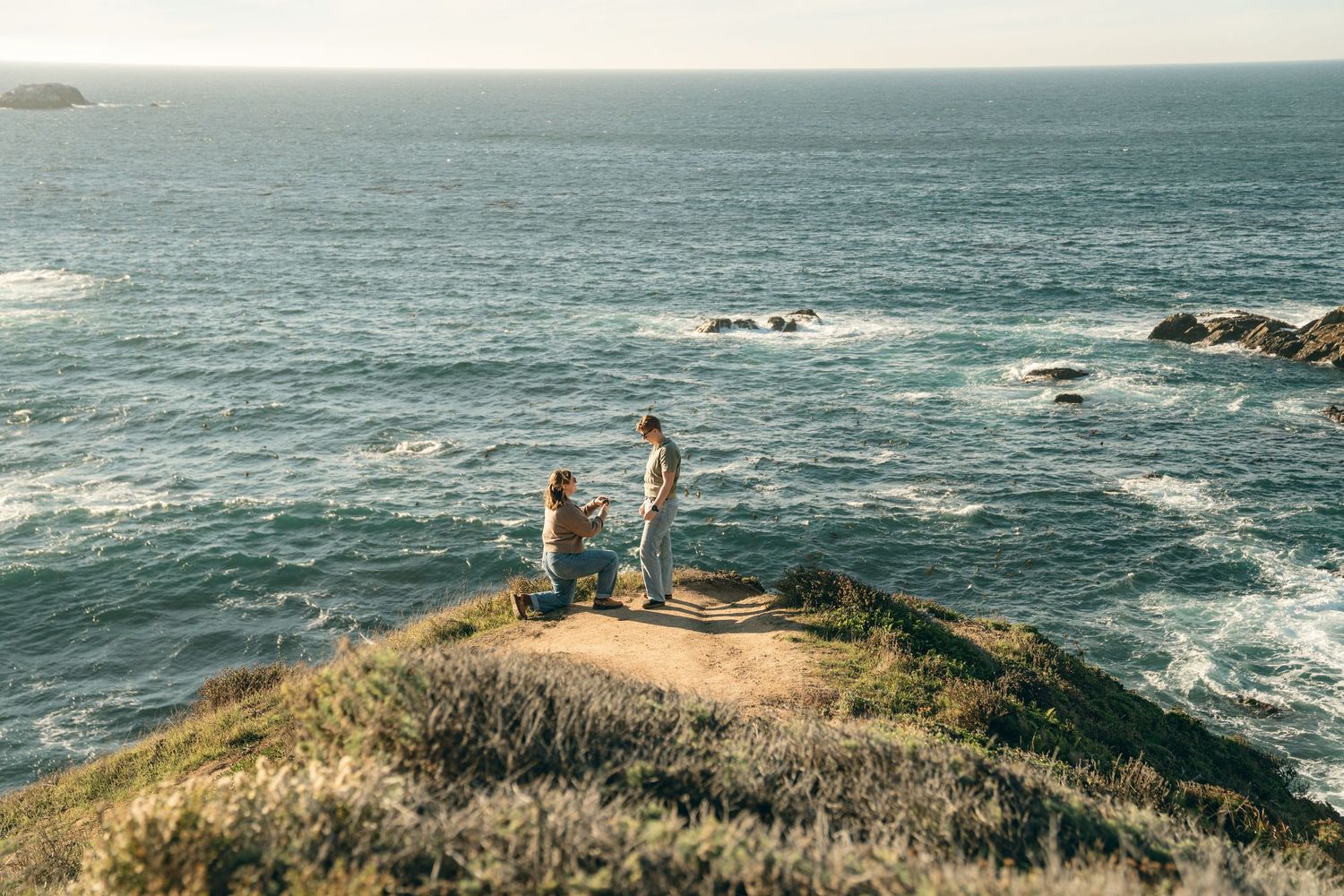 Surprise Engagement on the cliffs of Big Sur