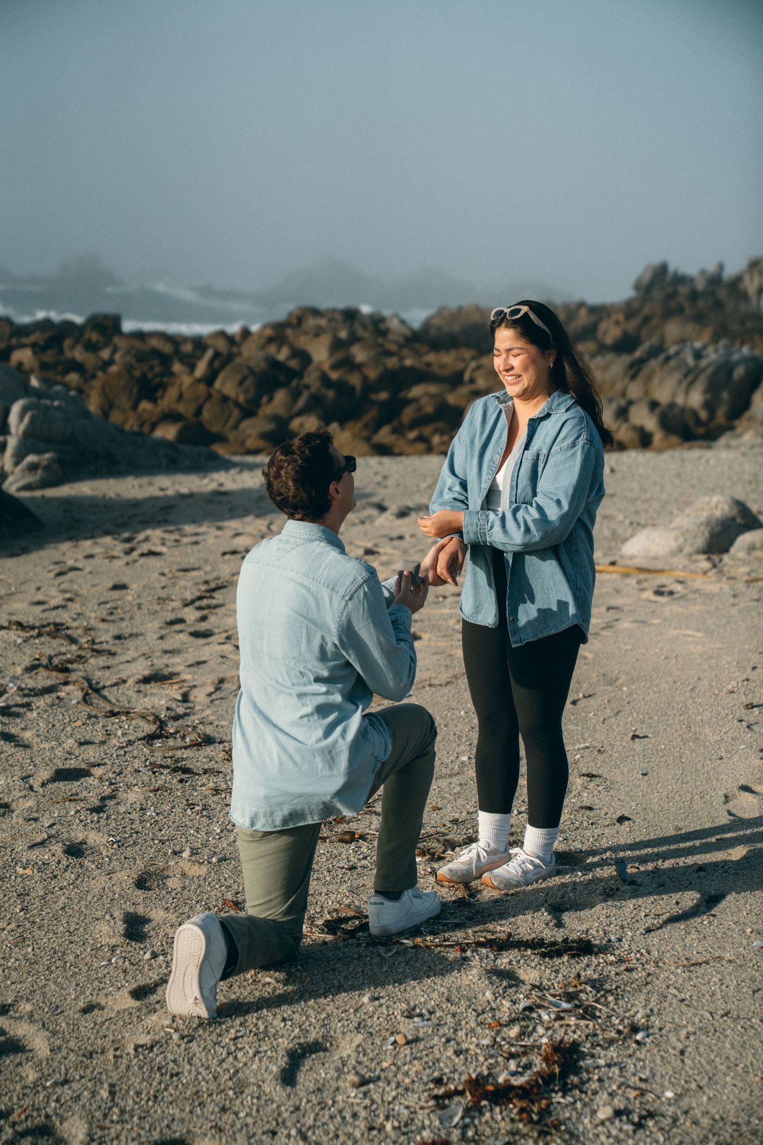 Pacific Grove engagement photographer along Asilomar Beach