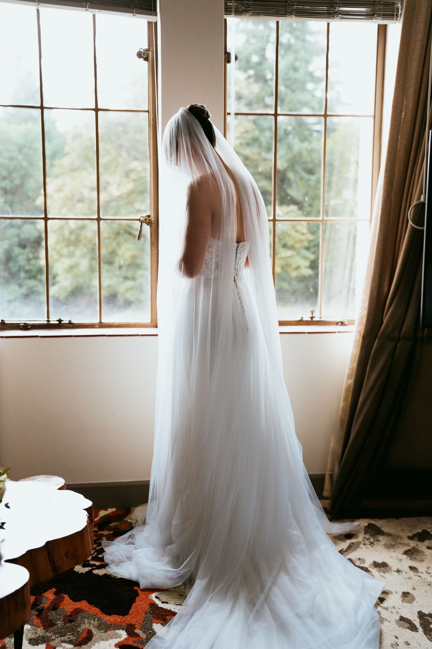 bridal portraits for a wedding at The Lodge at St. Edward Park in Kenmore Washington.