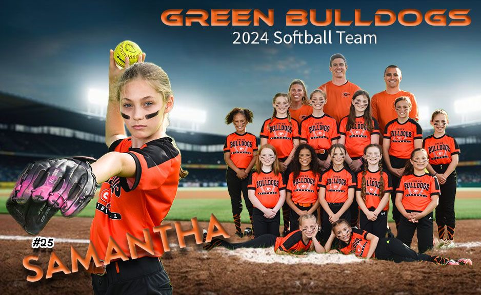 Memory mate made from 2 different images to view individual portrait and team portrait on one image, Softball