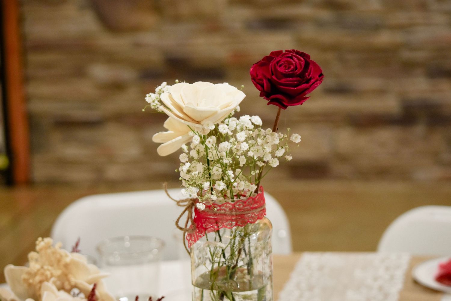 Detail image of centerpiece for a wedding
