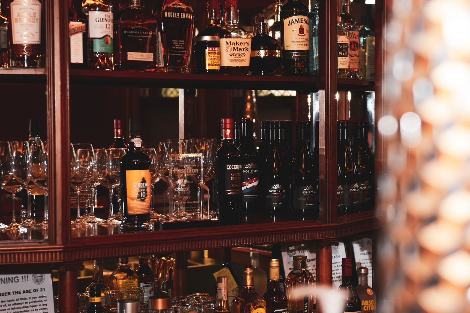 Interior photo of The Social at the Stone House, image of first floor bar
