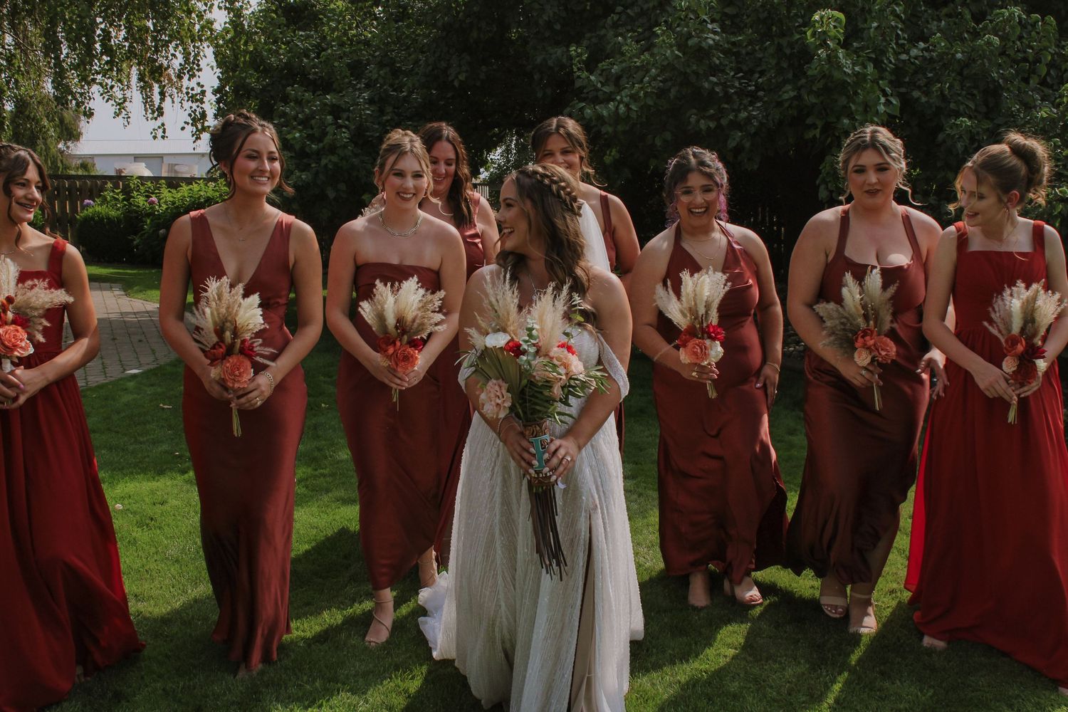 Bridesmaids walking photo