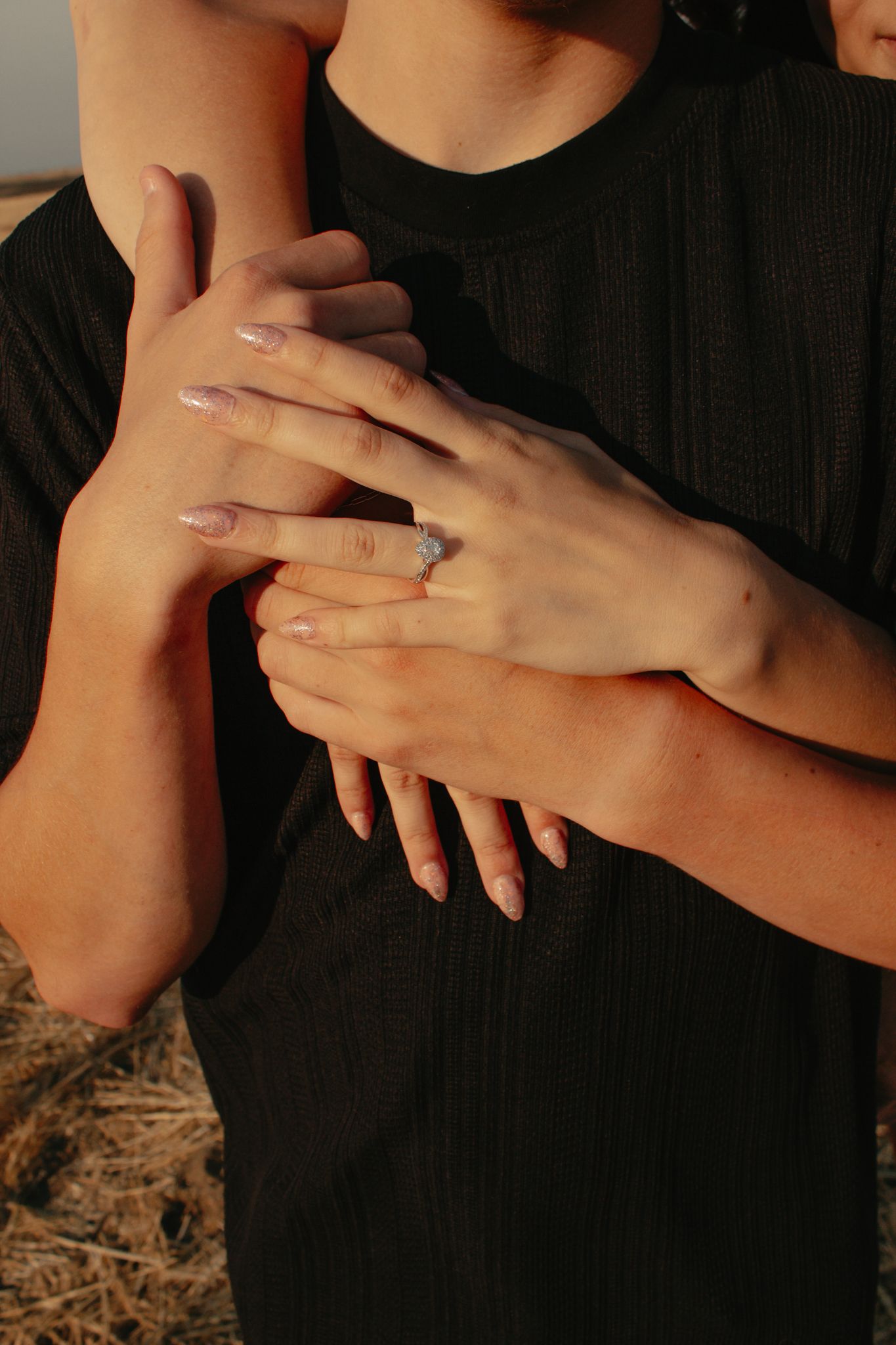 Engagement photos with ring