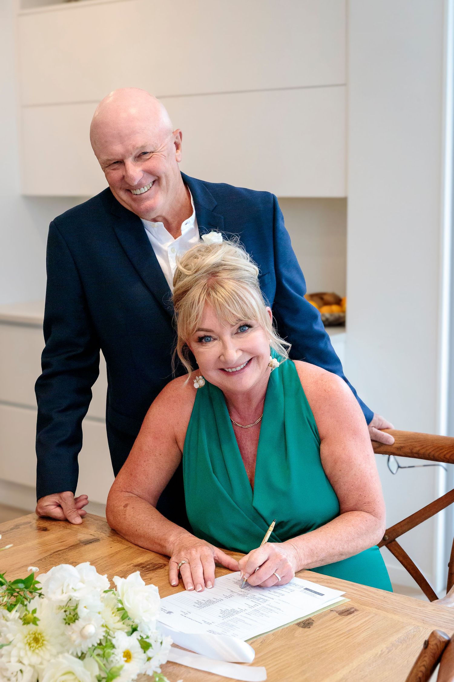 Auckland North Shore Wedding Photographer: Married couple smiling after saying 