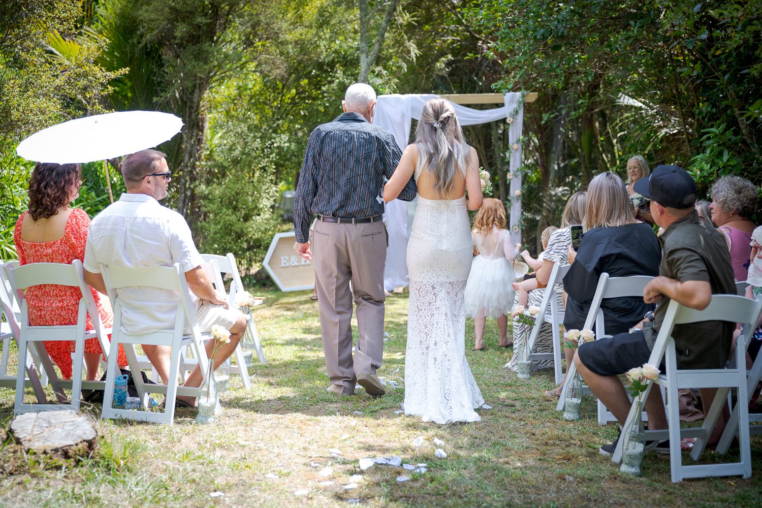 Auckland North Shore Wedding Photographer: Touching photo of grandad walking the bride down the aisle.