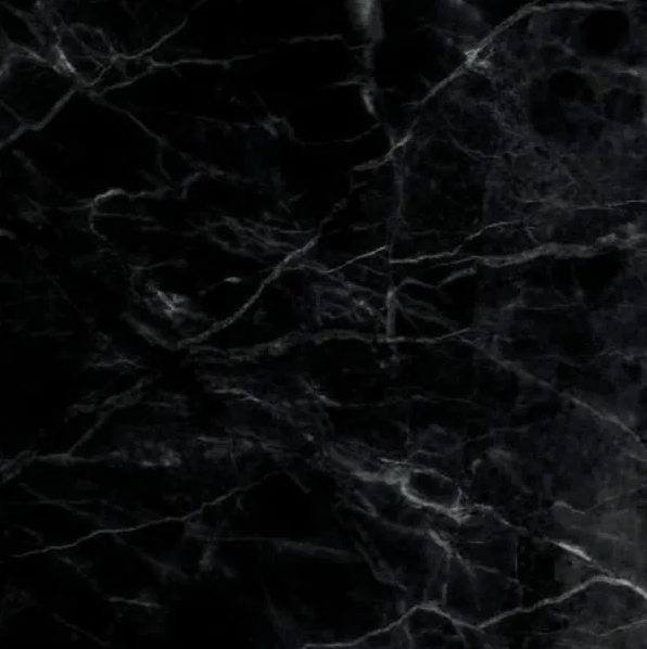 Abstract black marble texture with white veining patterns.