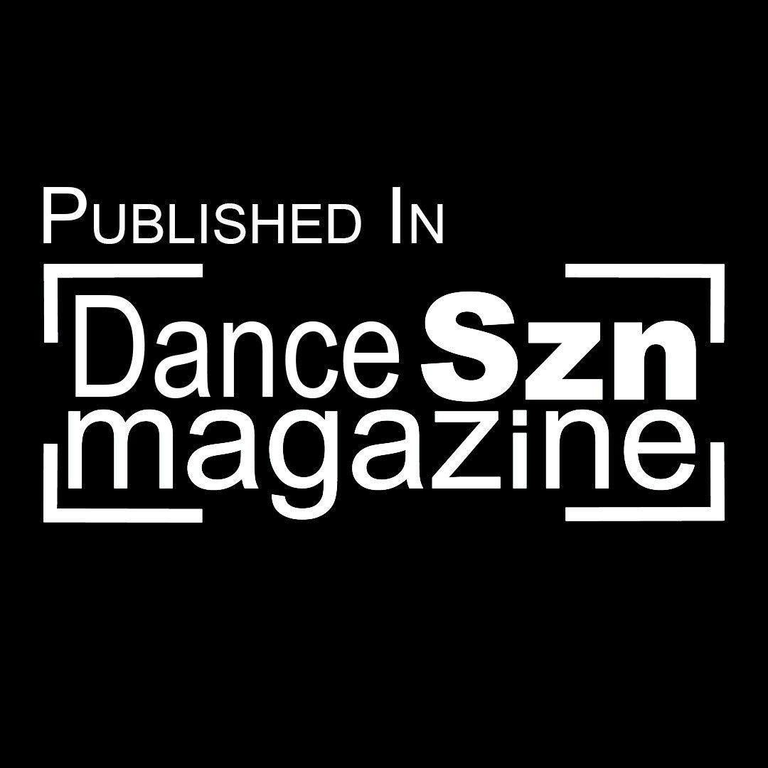 Black logo badge reading Published In Dance Szn Magazine in white text on dark background.