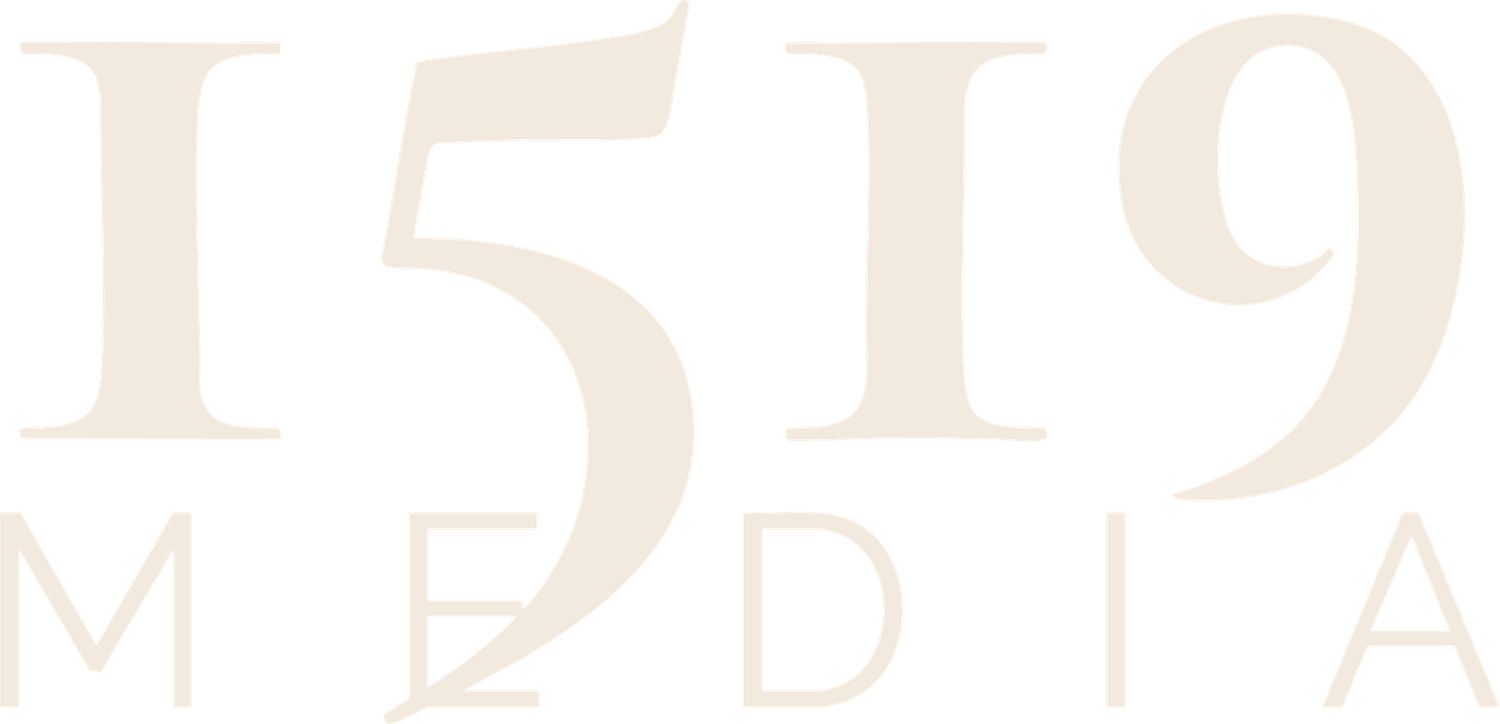 1519 Media logo featuring elegant serif typography in a warm beige tone on a white background.
