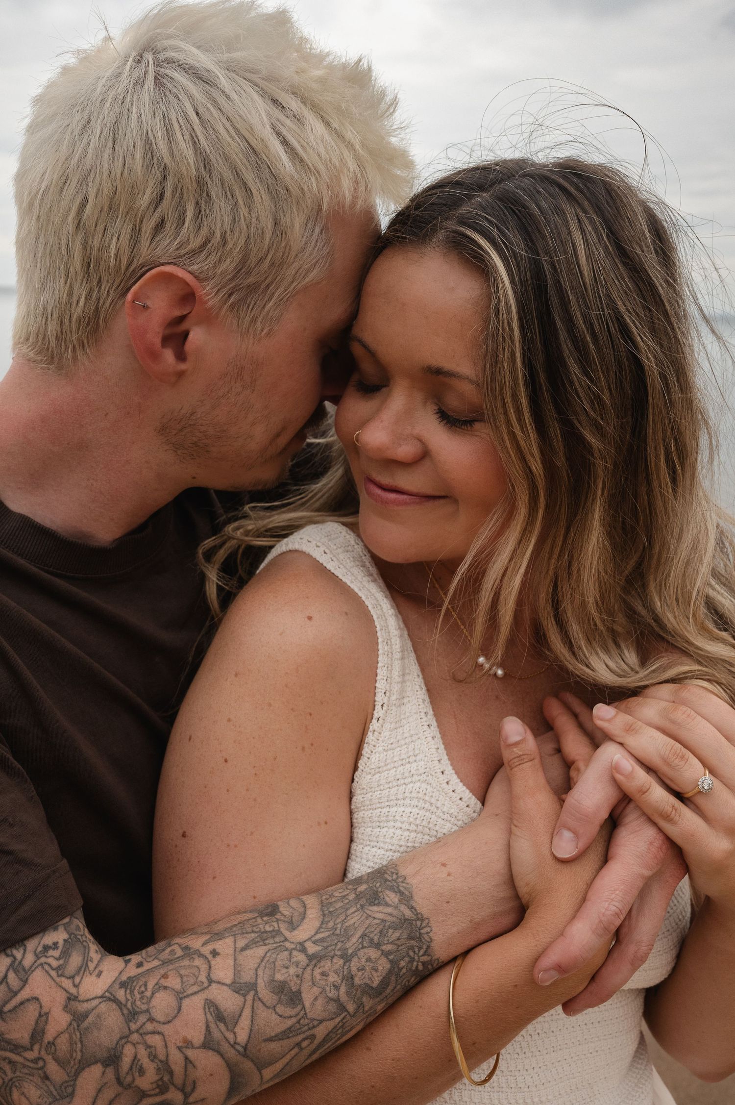 A Melbourne couple embracing
