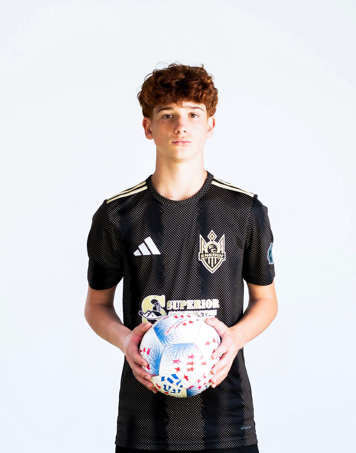 Youth soccer player media day portrait by AC² Sports Photography