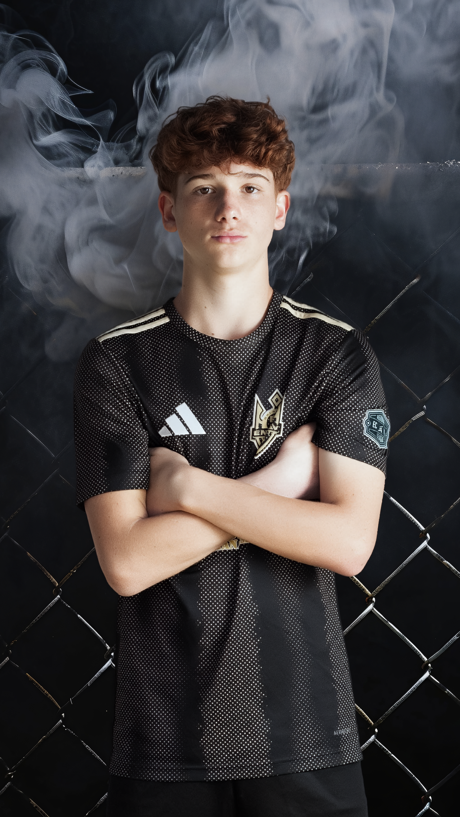Youth soccer player media day portrait by AC² Sports Photography