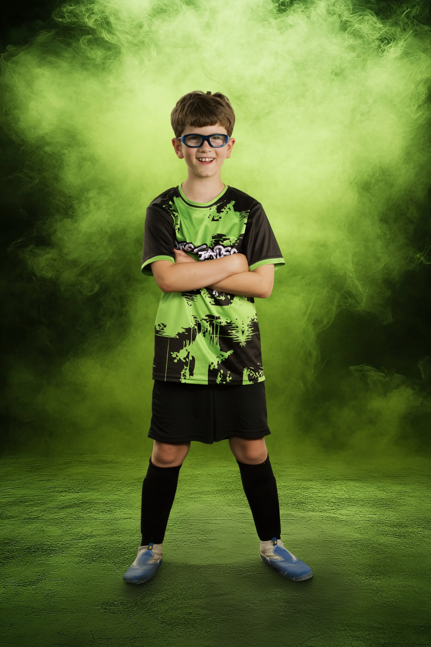 Youth soccer player media day portrait by AC² Sports Photography