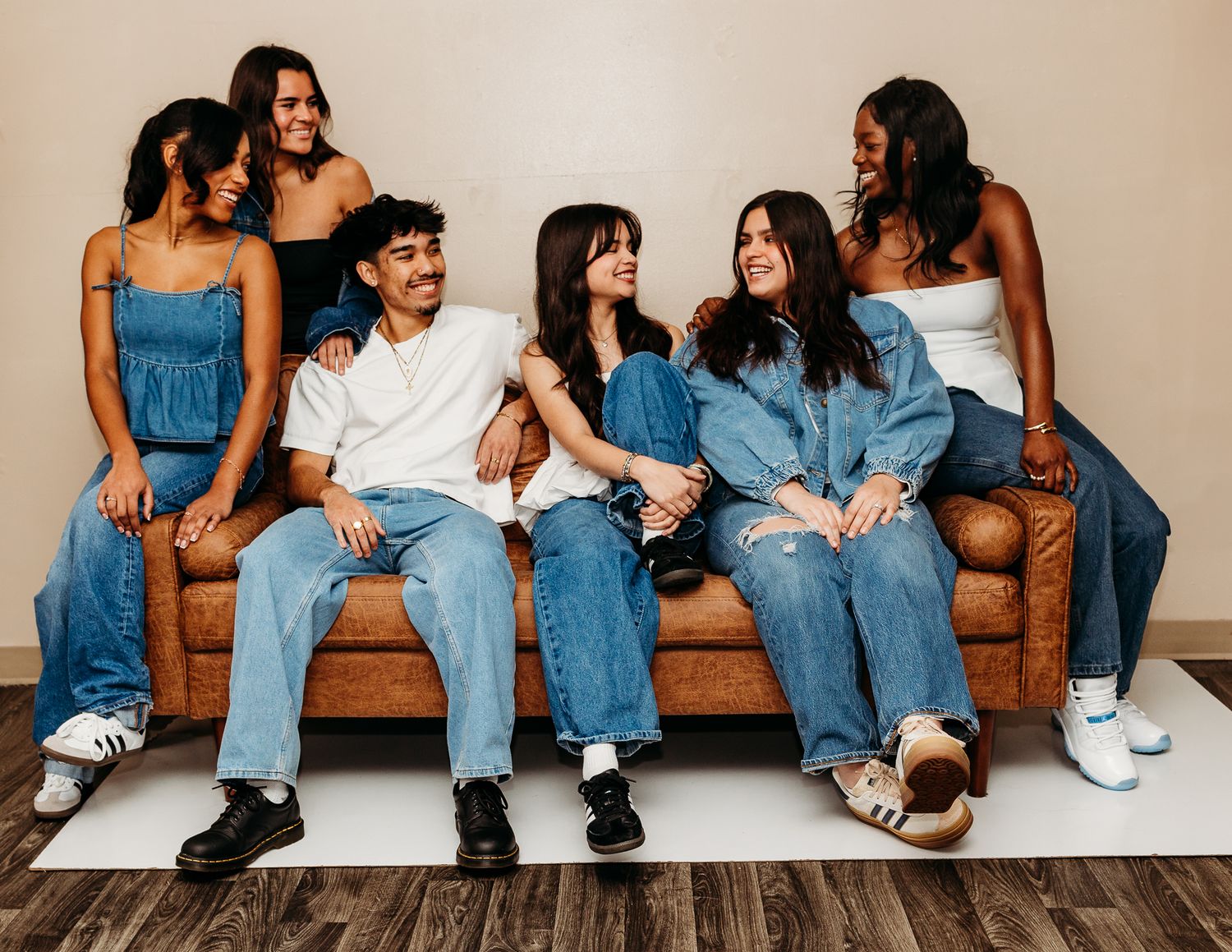 Senior model team in denim in Waynesville Missouri for group photos