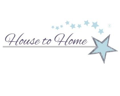 A decorative text banner reading 'House to Home' with blue stars and a silver arrow design.