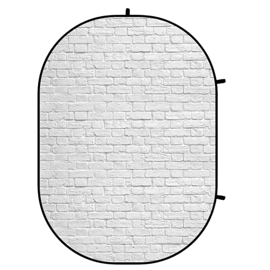 Three circular white brick wall textures arranged in a row showing varying sizes and curve patterns.
