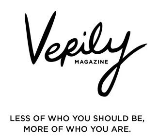 Black handwritten logo for Vepily magazine with tagline about authenticity.