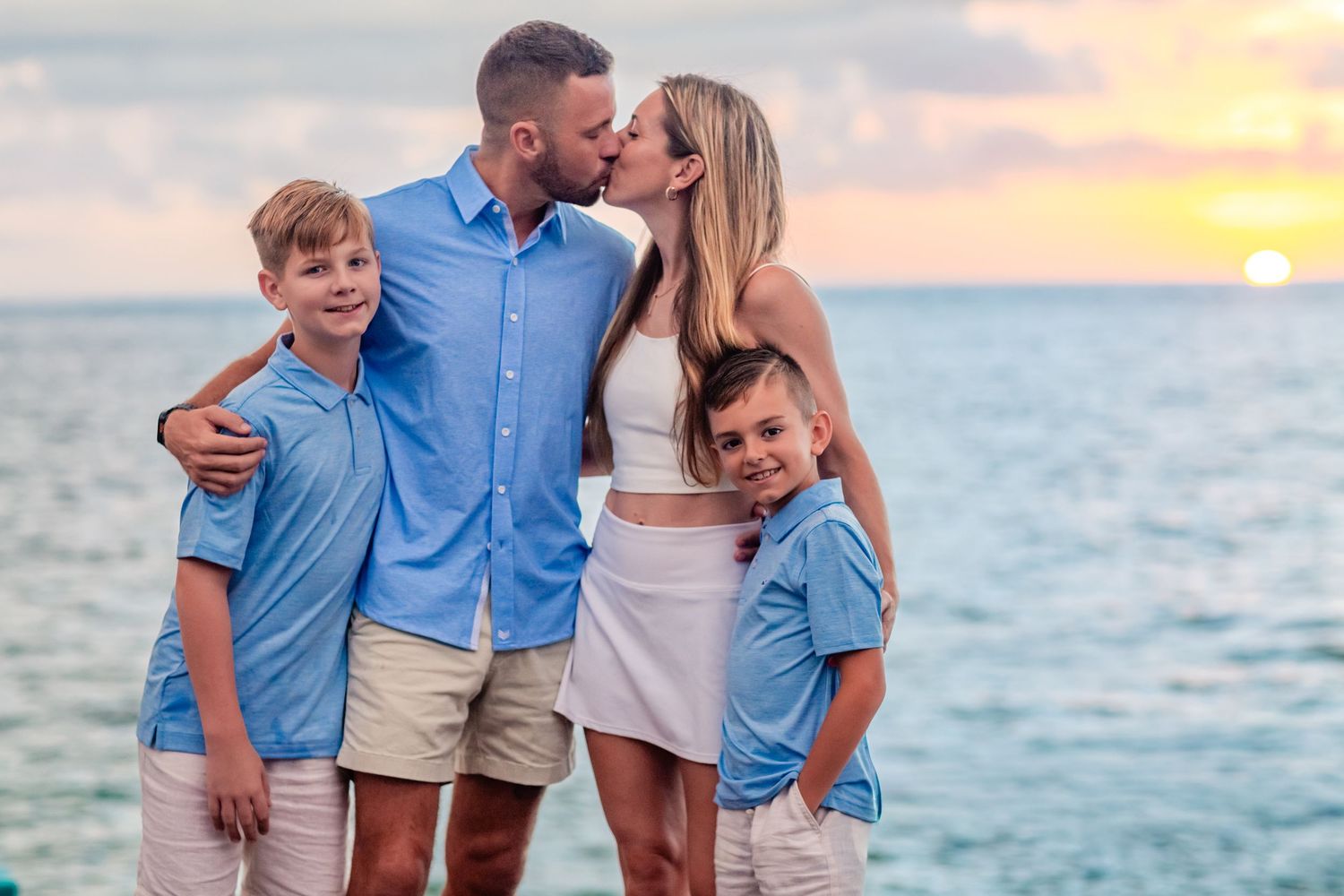 Sunset family photography cozumel at private paradise villa