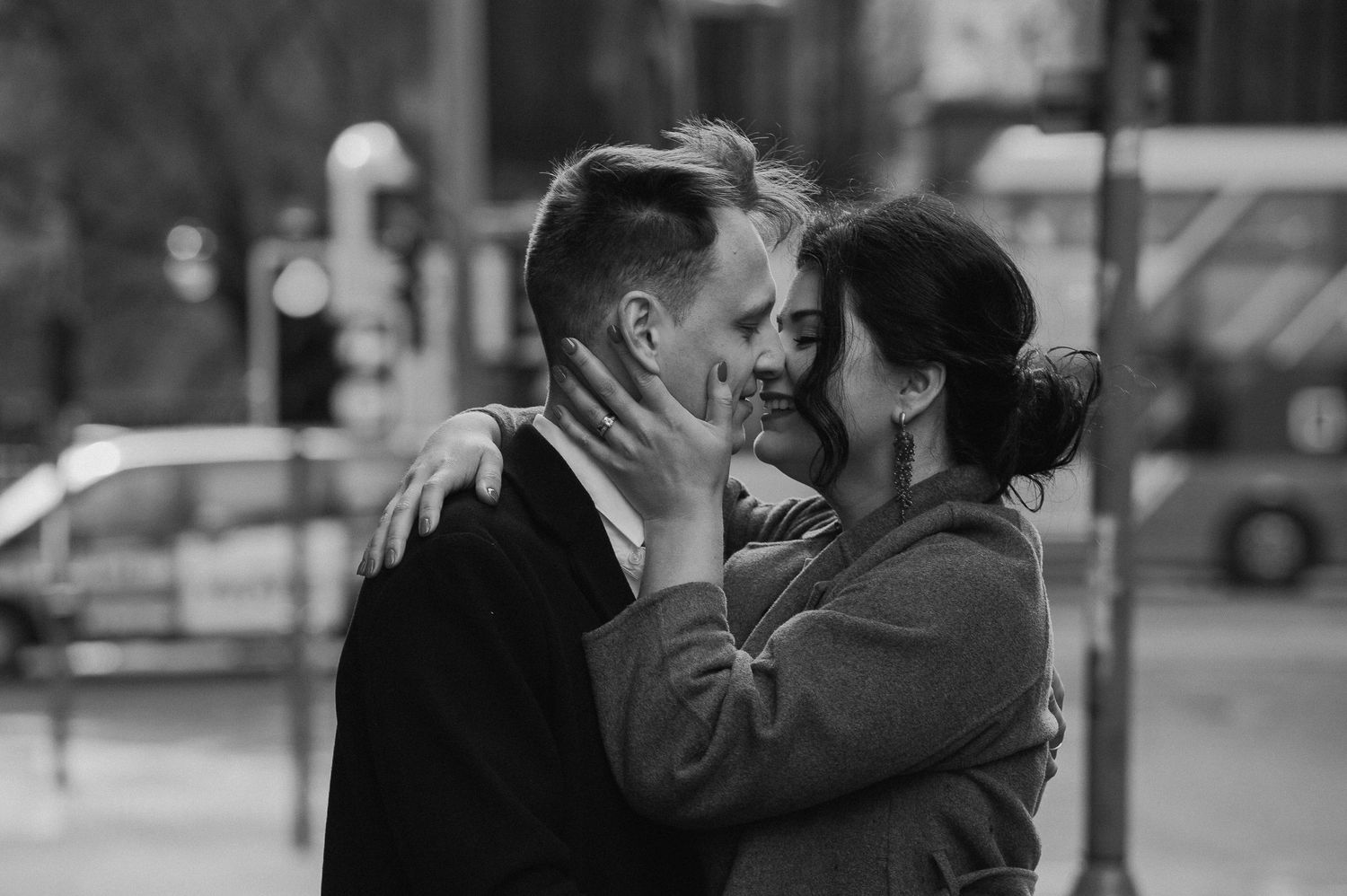 Candid photo of the couple laughing at their outdoor ceremony