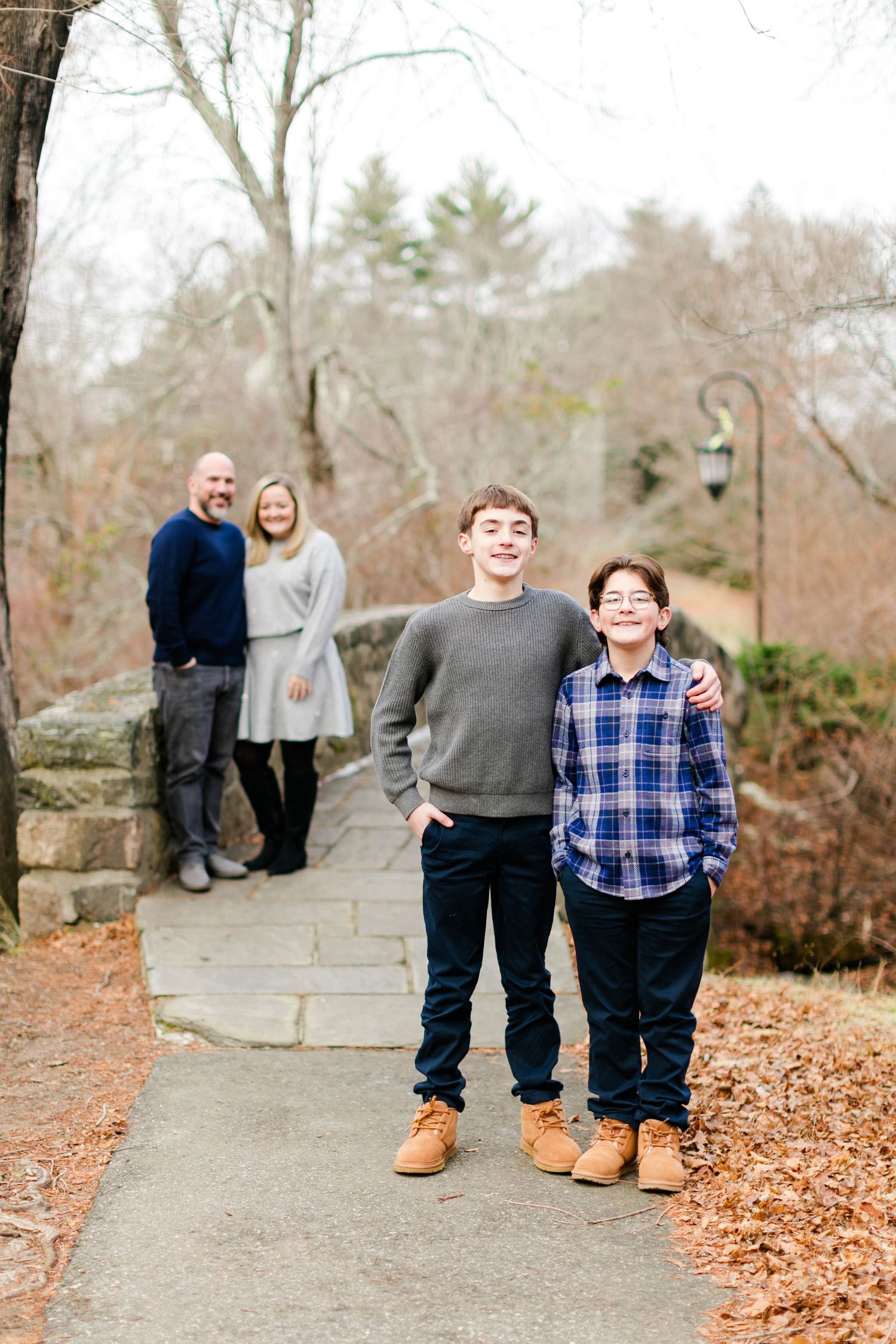 Candid outdoors family during a mini session, in Wellesley, MA