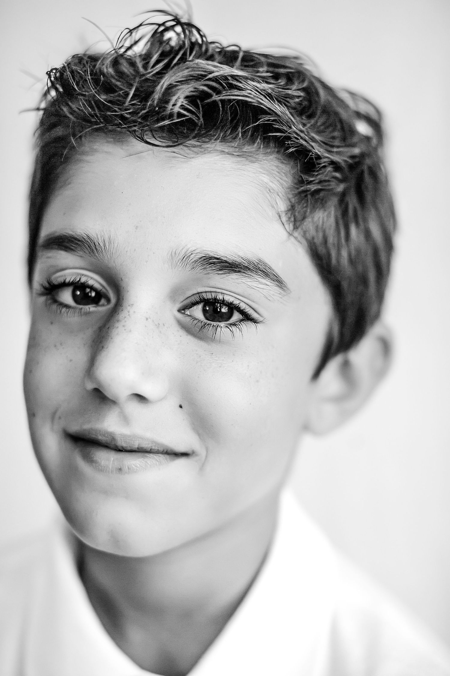 Black and white Child Mini Session Petite Personality Portrait in Sarasota, Florida.