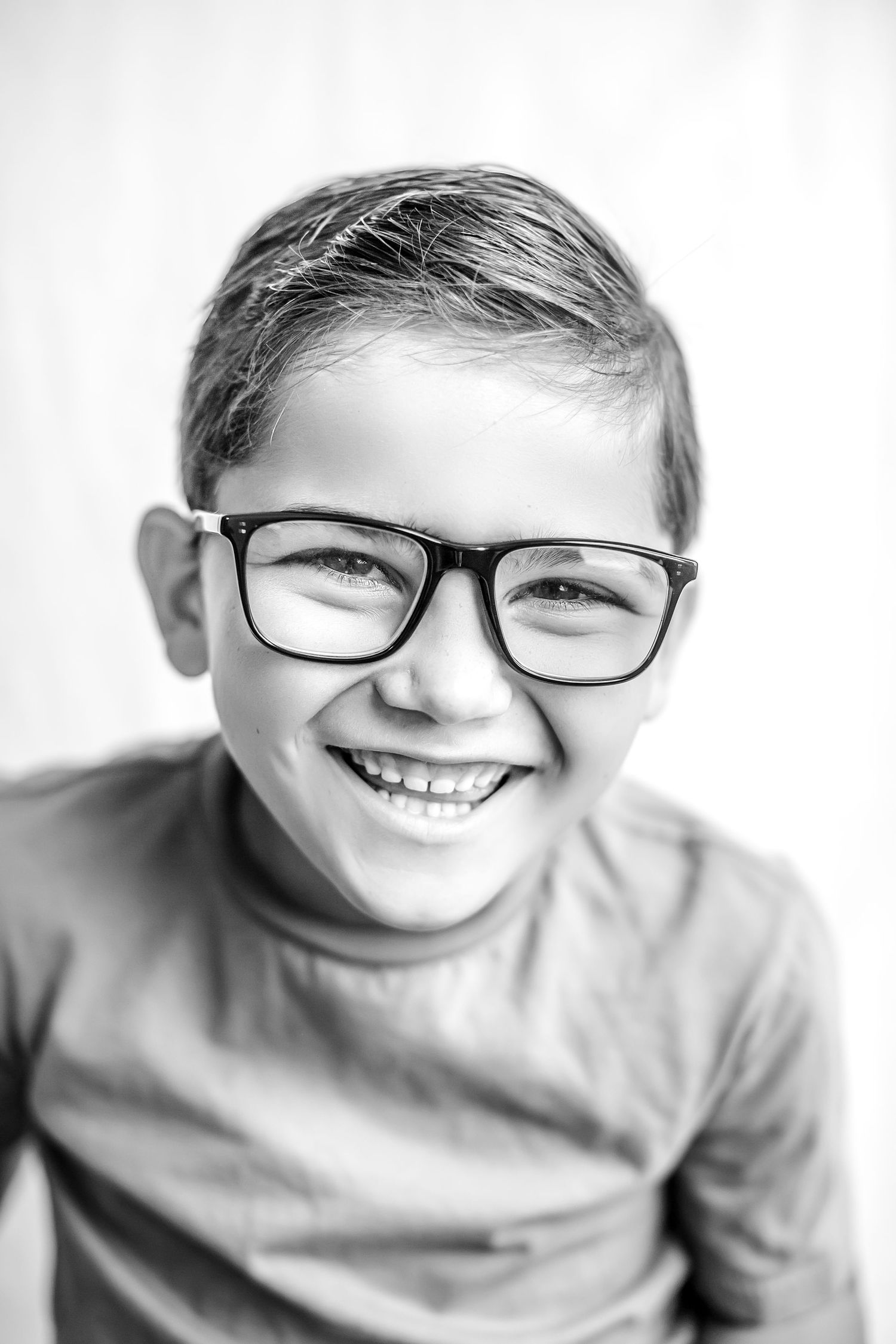 Black and white Child Mini Session Petite Personality Portrait in Sarasota, Florida.