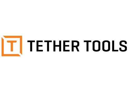 A simple orange and black logo for Tether Tools featuring a square icon and text.